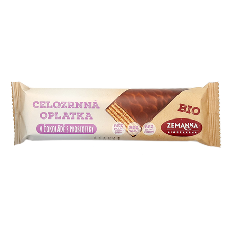 Celozrnná oplatka v čokoláde s probiotikami bio 30g Zemanka